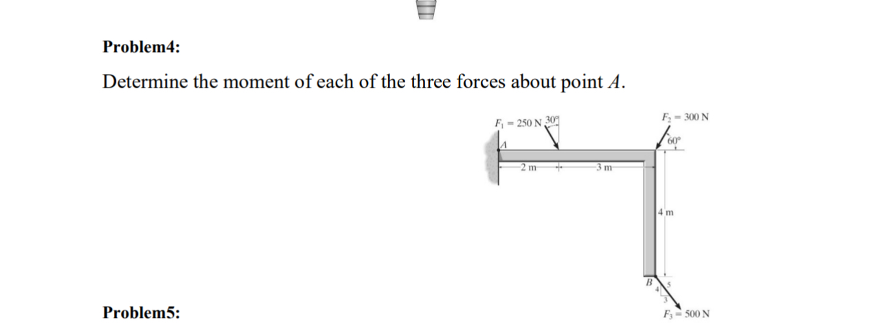 Problem 4 : Determine the moment of each of the