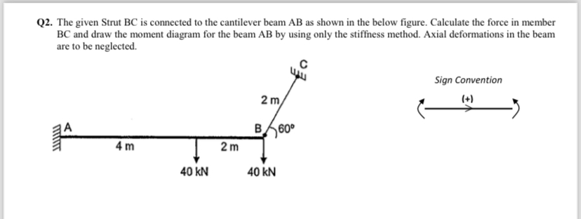 Q 2 . The given Strut B C is connected to the