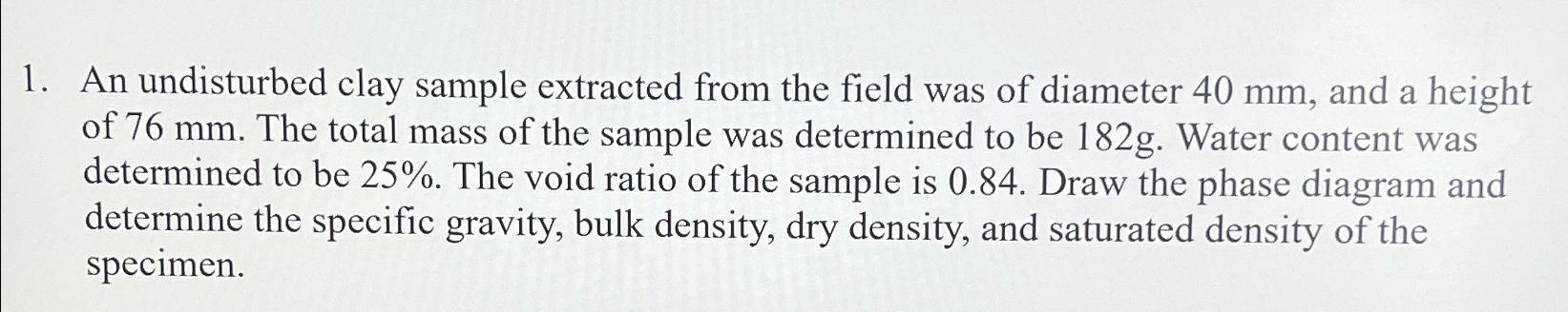 An undisturbed clay sample extracted from the