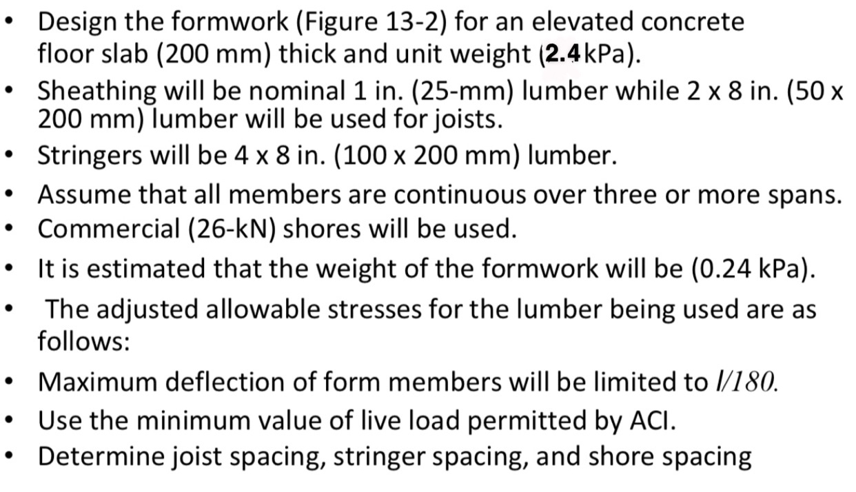 Design the formwork ( Figure 1 3 - 2 ) for an