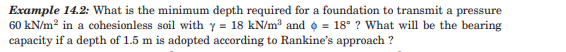 Example 1 4 . 2 : What is the minimum depth