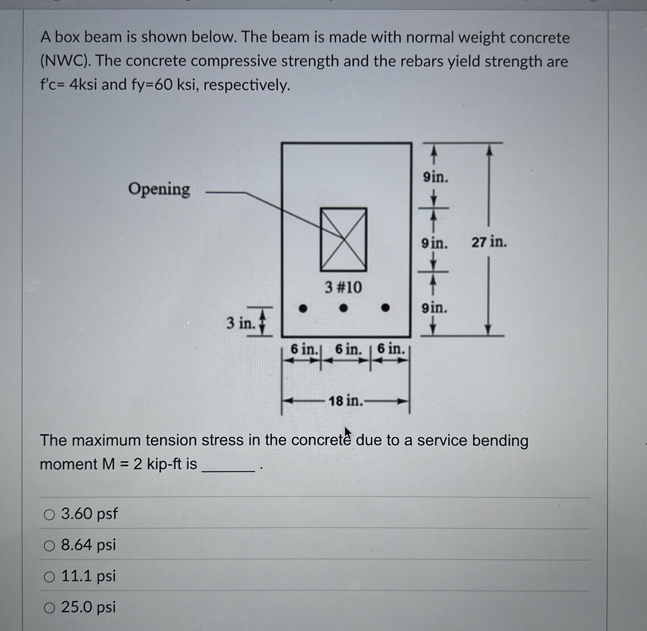 A box beam is shown below. The beam is made with