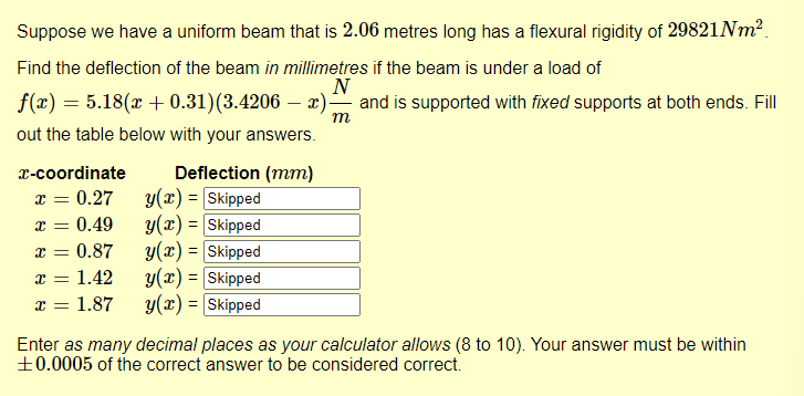 Suppose we have a uniform beam that is 2 . 0 6