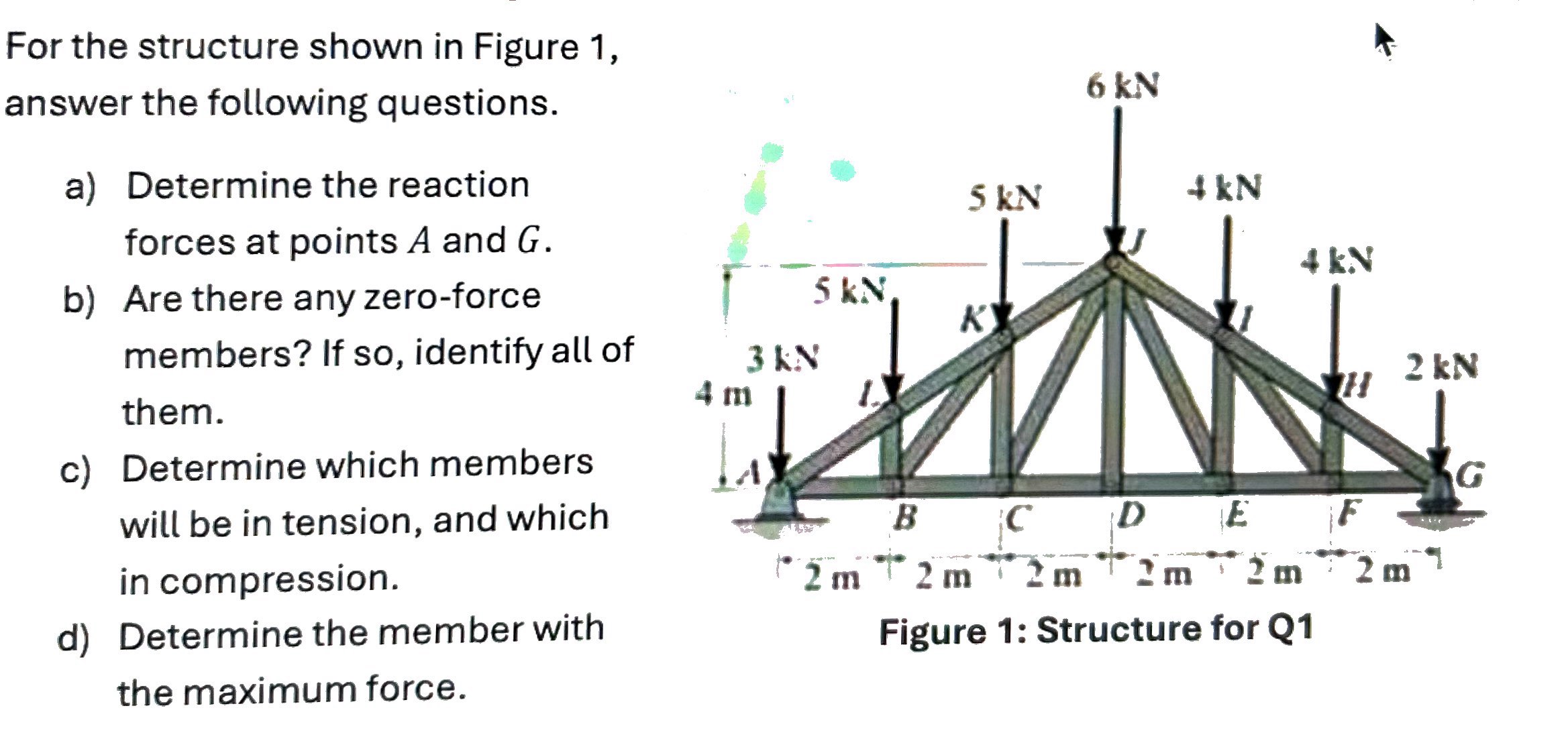For the structure shown in Figure 1 , answer the