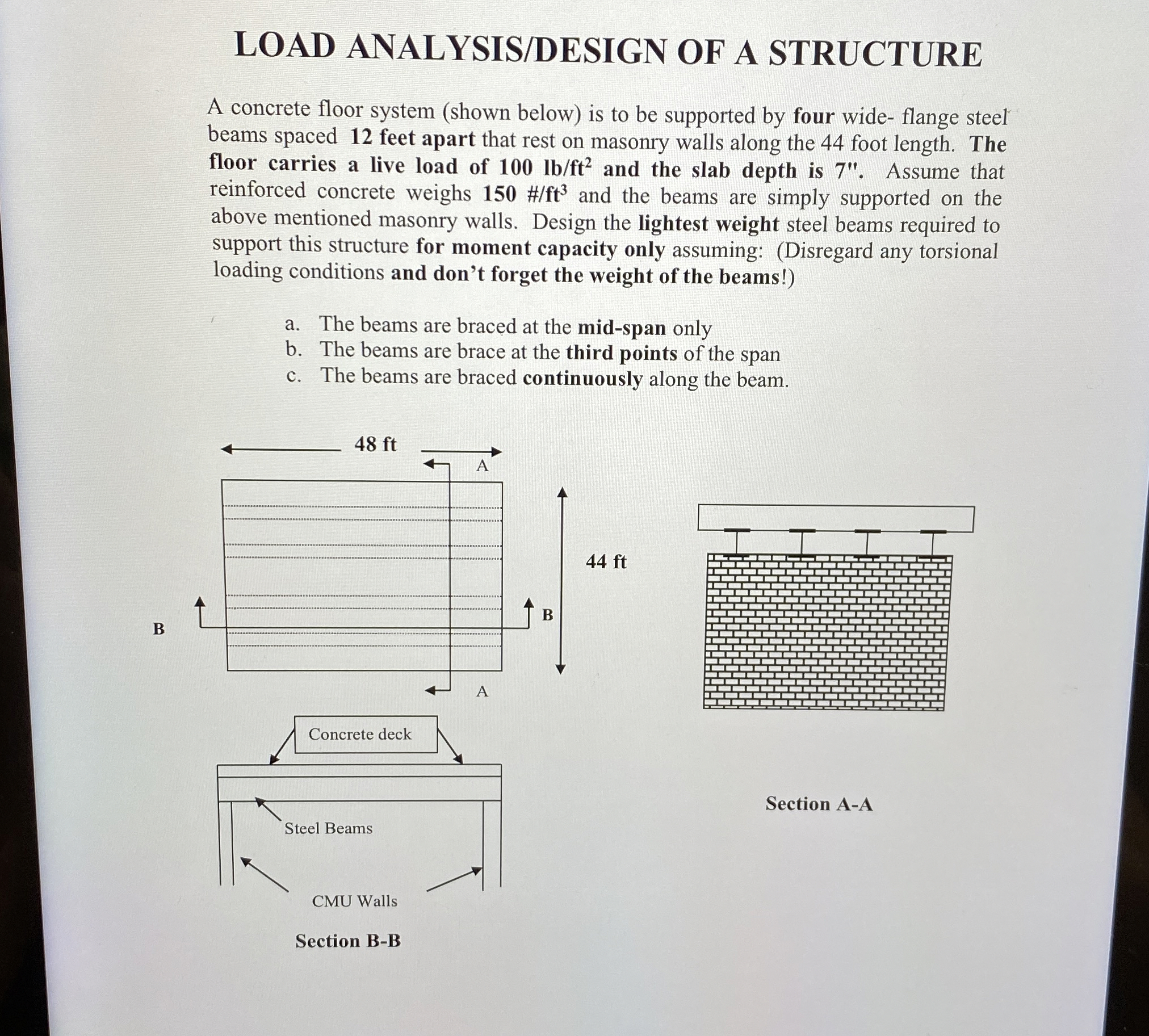 LOAD ANALYSIS / DESIGN OF A STRUCTURE A concrete
