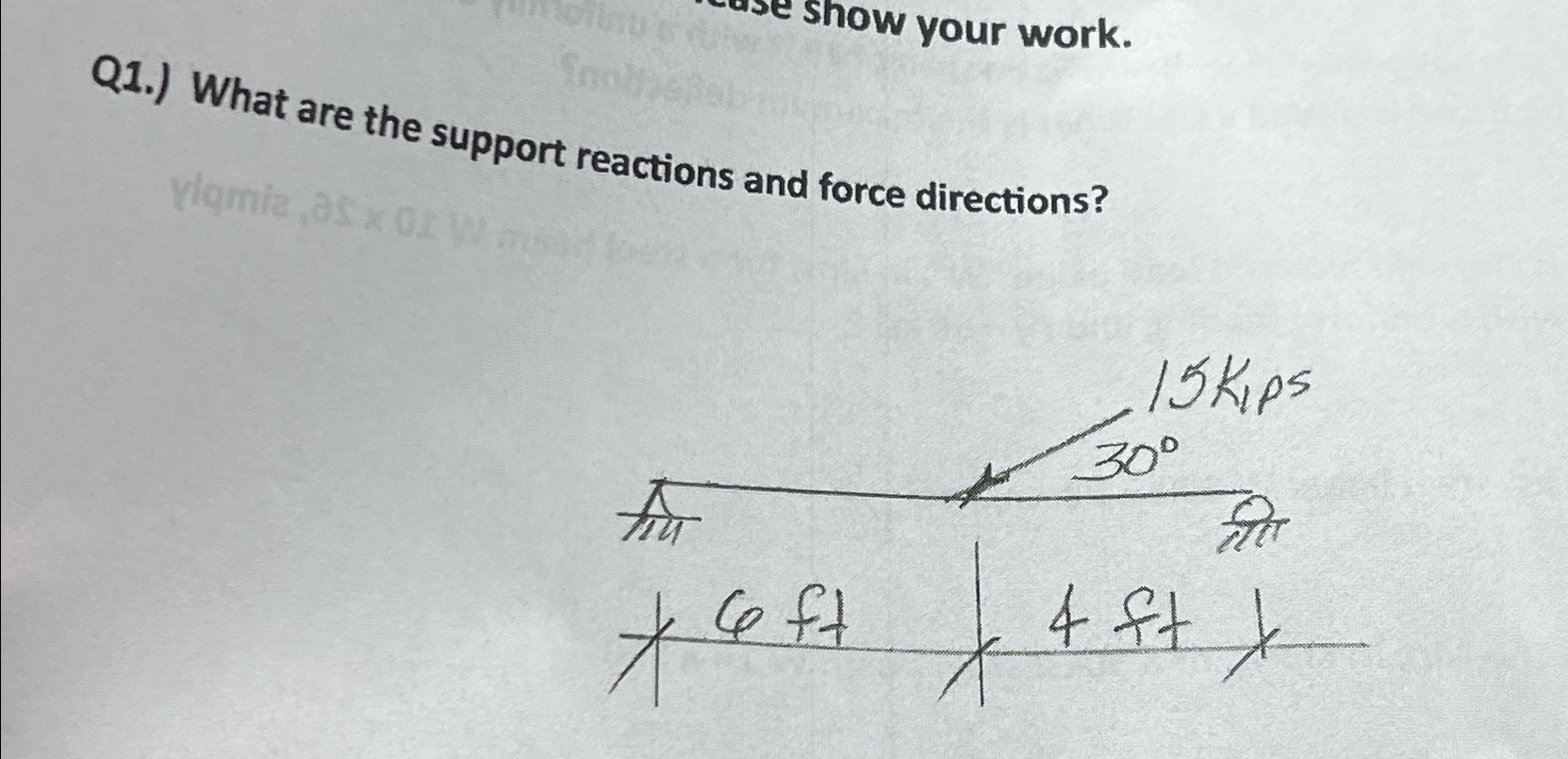 Q 1 . ) What are the support reactions and force