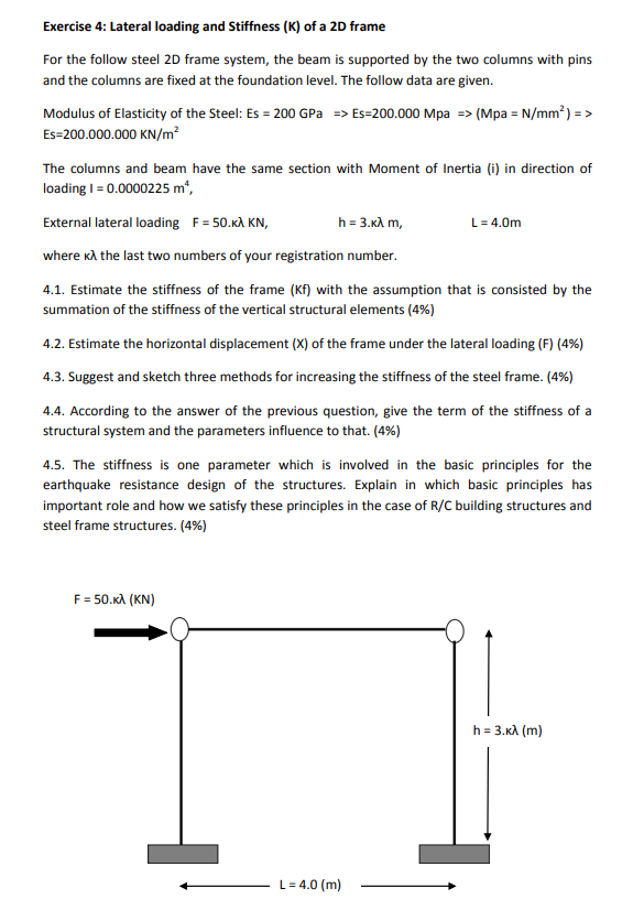 Exercise 4 : Lateral loading and Stiffness ( K )