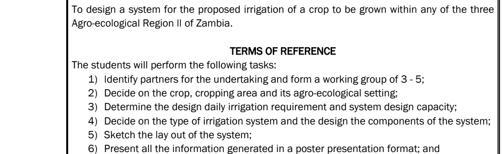 To design a system for the proposed irrigation of