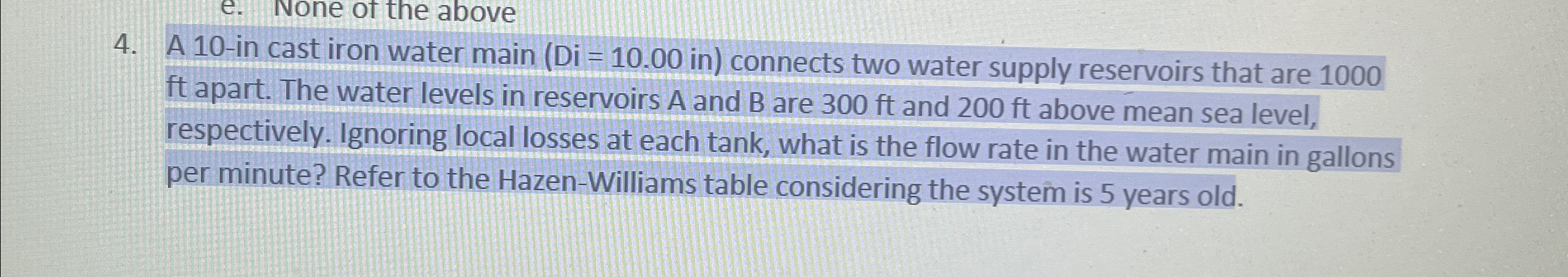 A 1 0 - in cast iron water main ( D i = 1 0 . 0 0