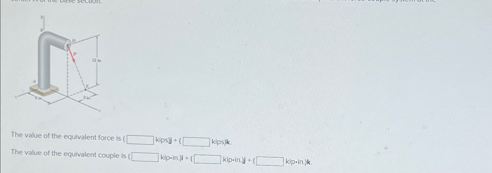 The value of the equivalent force is ( kips ) j +