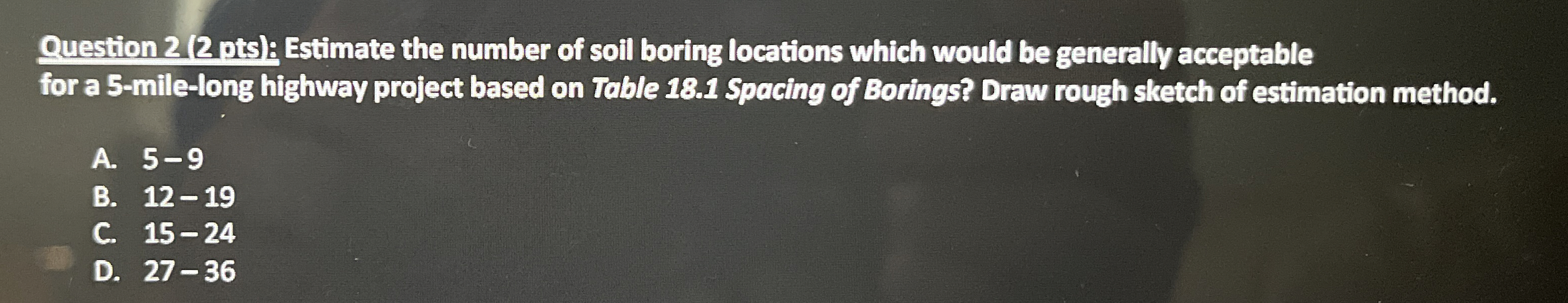 Question 2 ( 2 pts ) : Estimate the number of