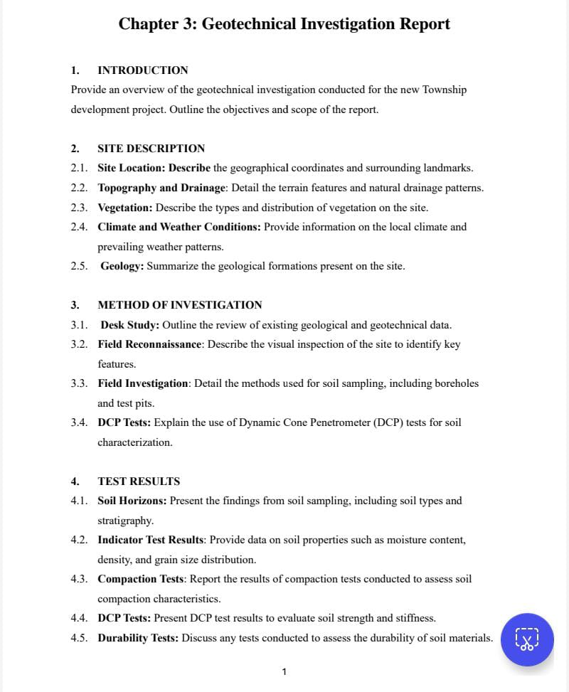 Chapter 3 : Geotechnical Investigation Report