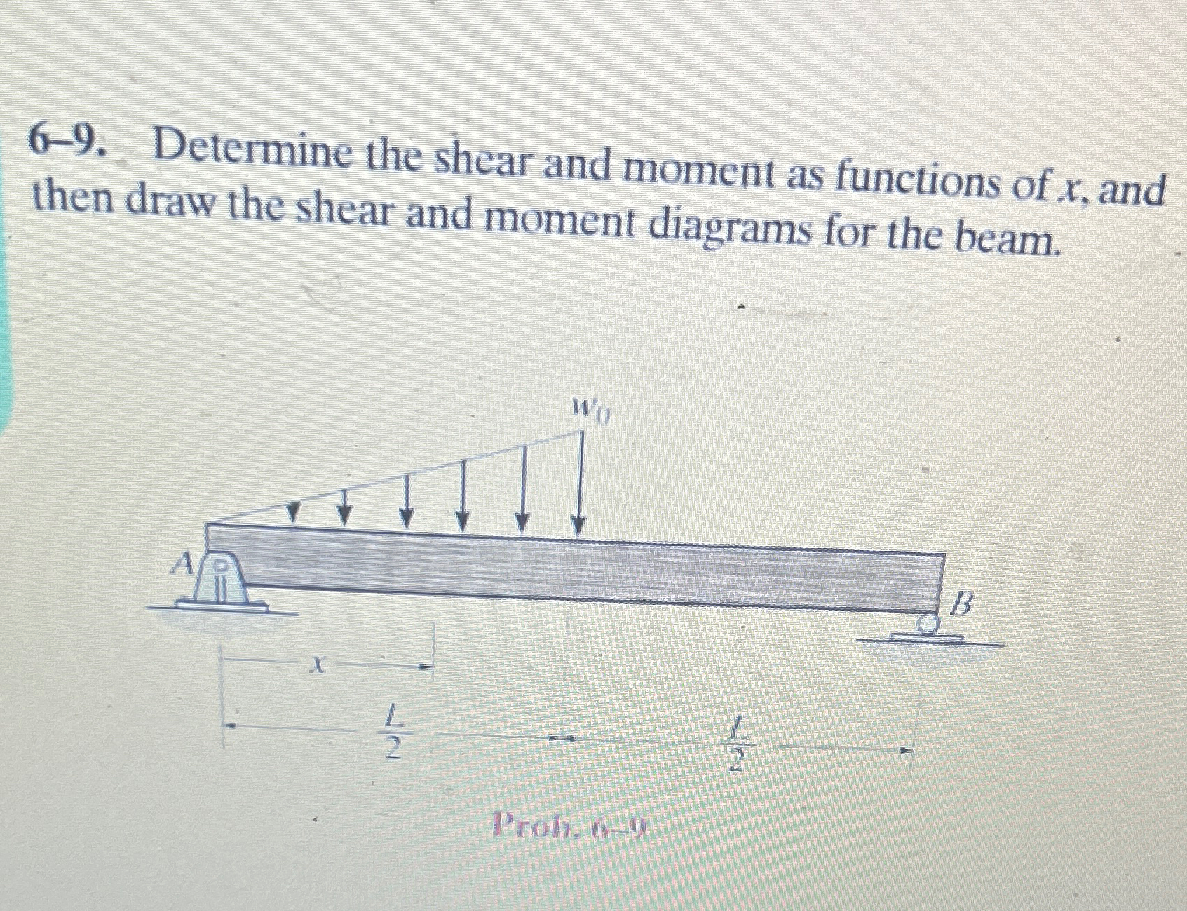 6 - 9 . Determine the shear and moment as