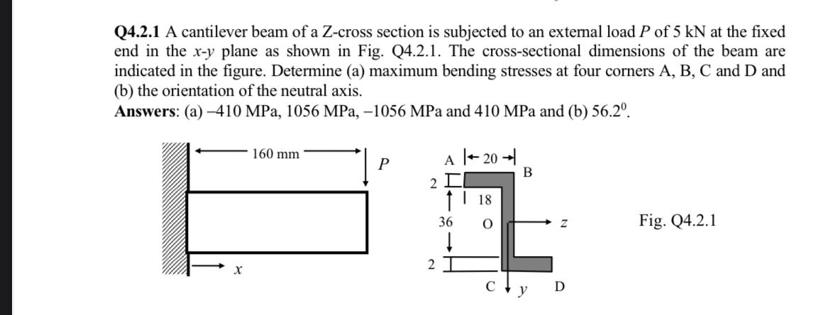 Q 4 . 2 . 1 A cantilever beam of a Z - cross
