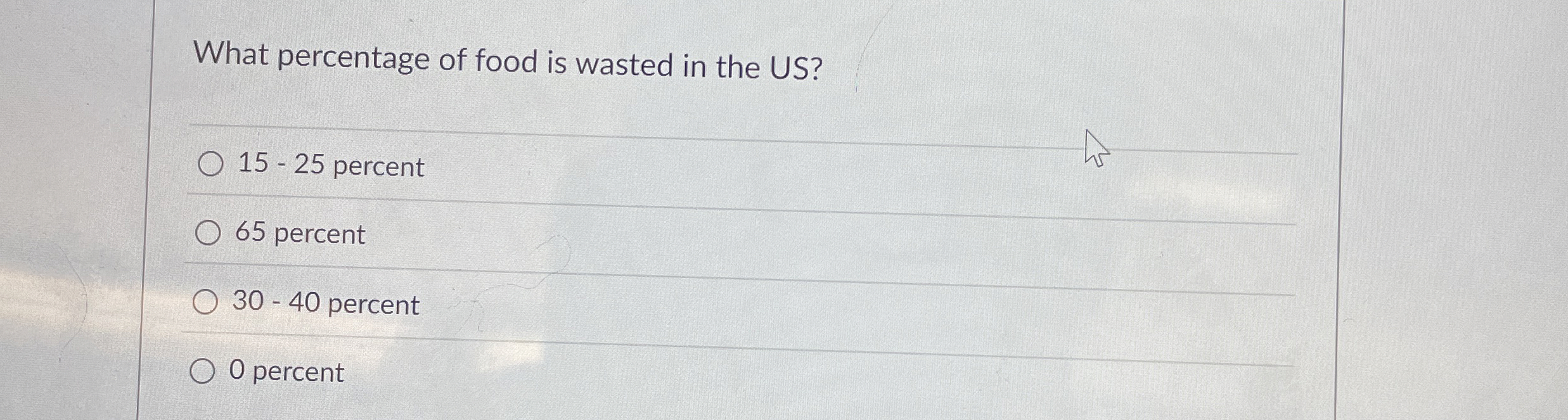 What percentage of food is wasted in the US ? 1 5