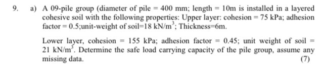 a ) A 0 9 - pile group ( diameter of pile = 4 0 0