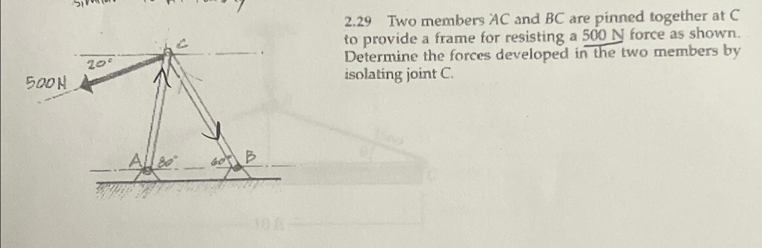 2 . 2 9 Two members A C and B C are pinned