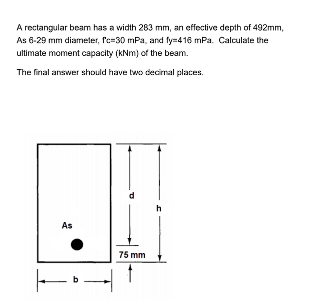 A rectangular beam has a width 2 8 3 m m , an