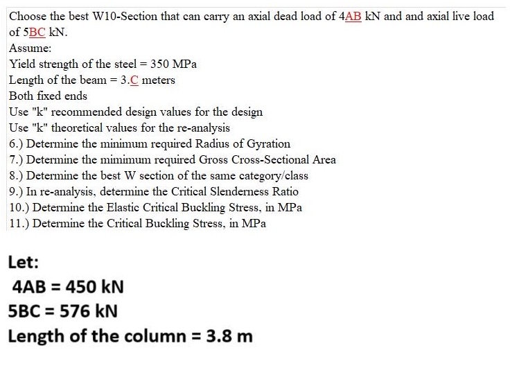 Choose the best W 1 0 - Section that can carry an