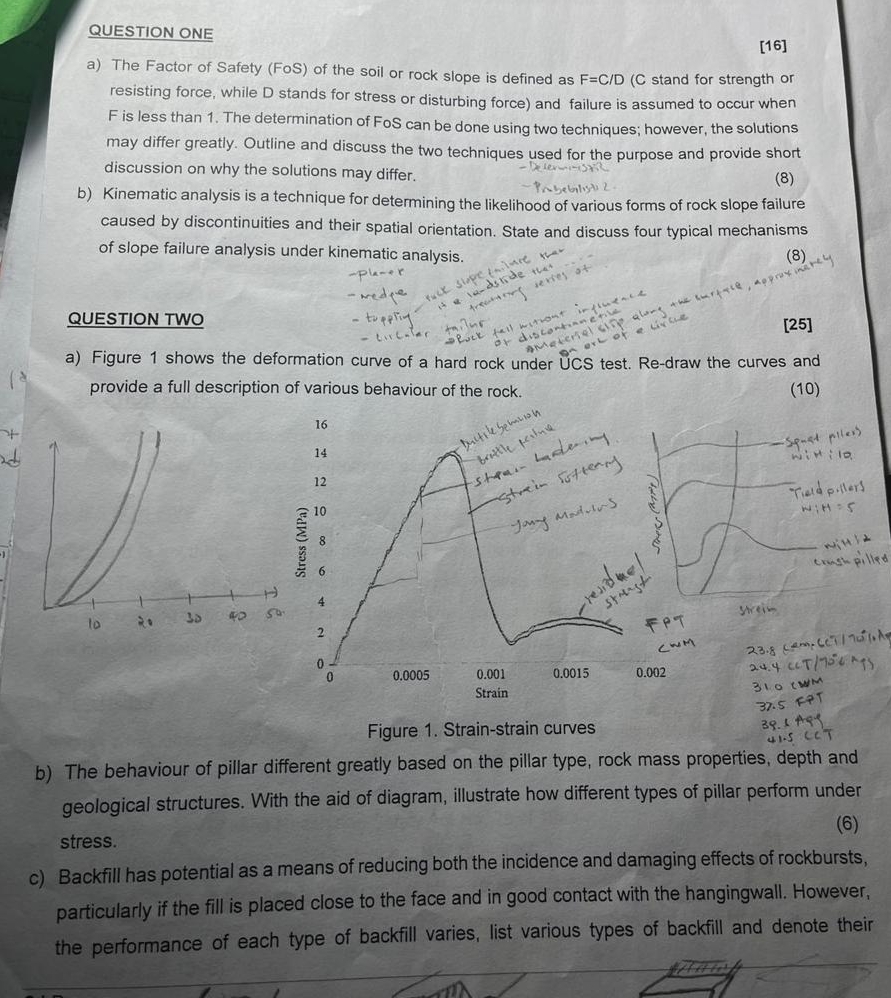 QUESTION ONE a ) The Factor of Safety ( FoS ) of