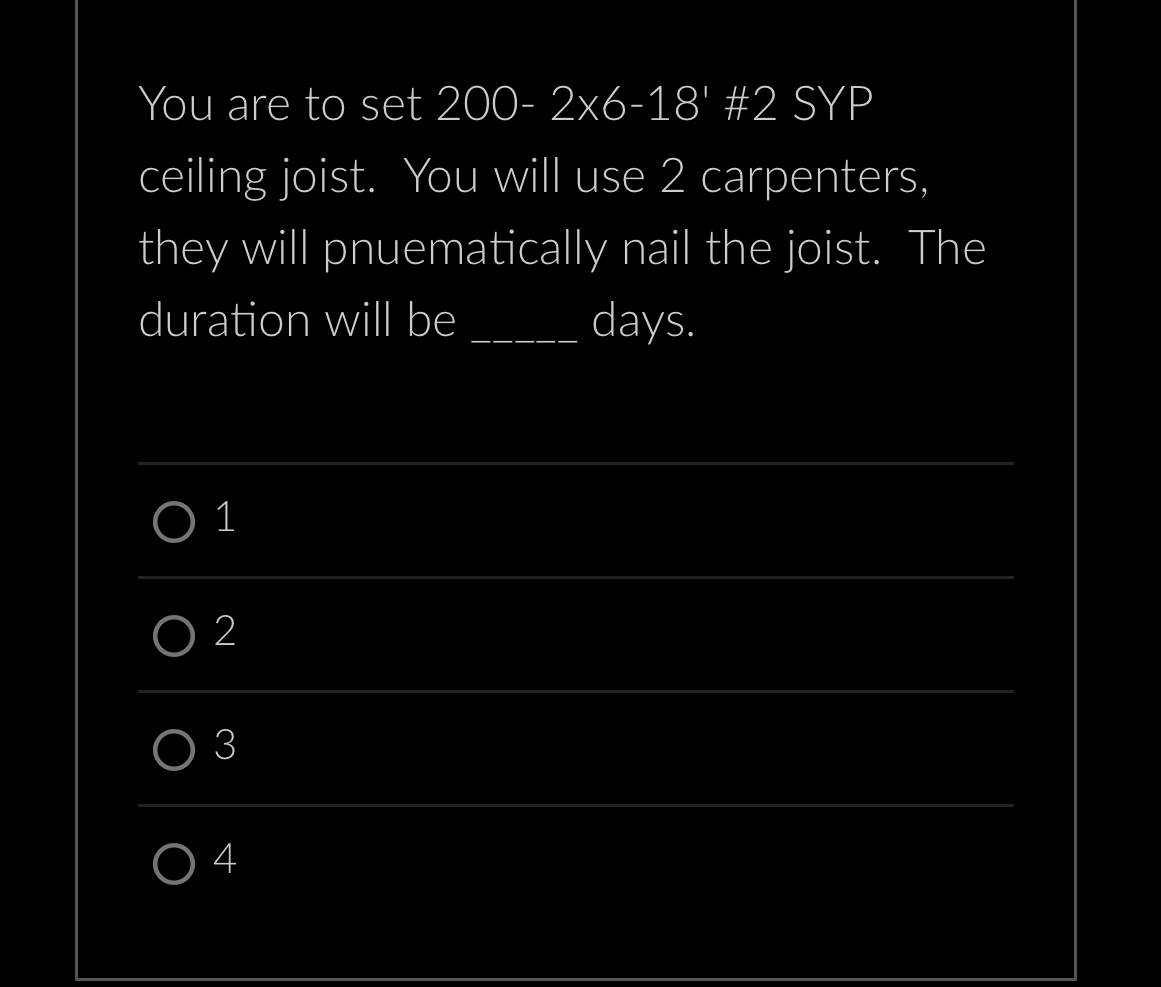 You are to set 2 0 0 - 2 x 6 - 1 8 ' # 2 SYP