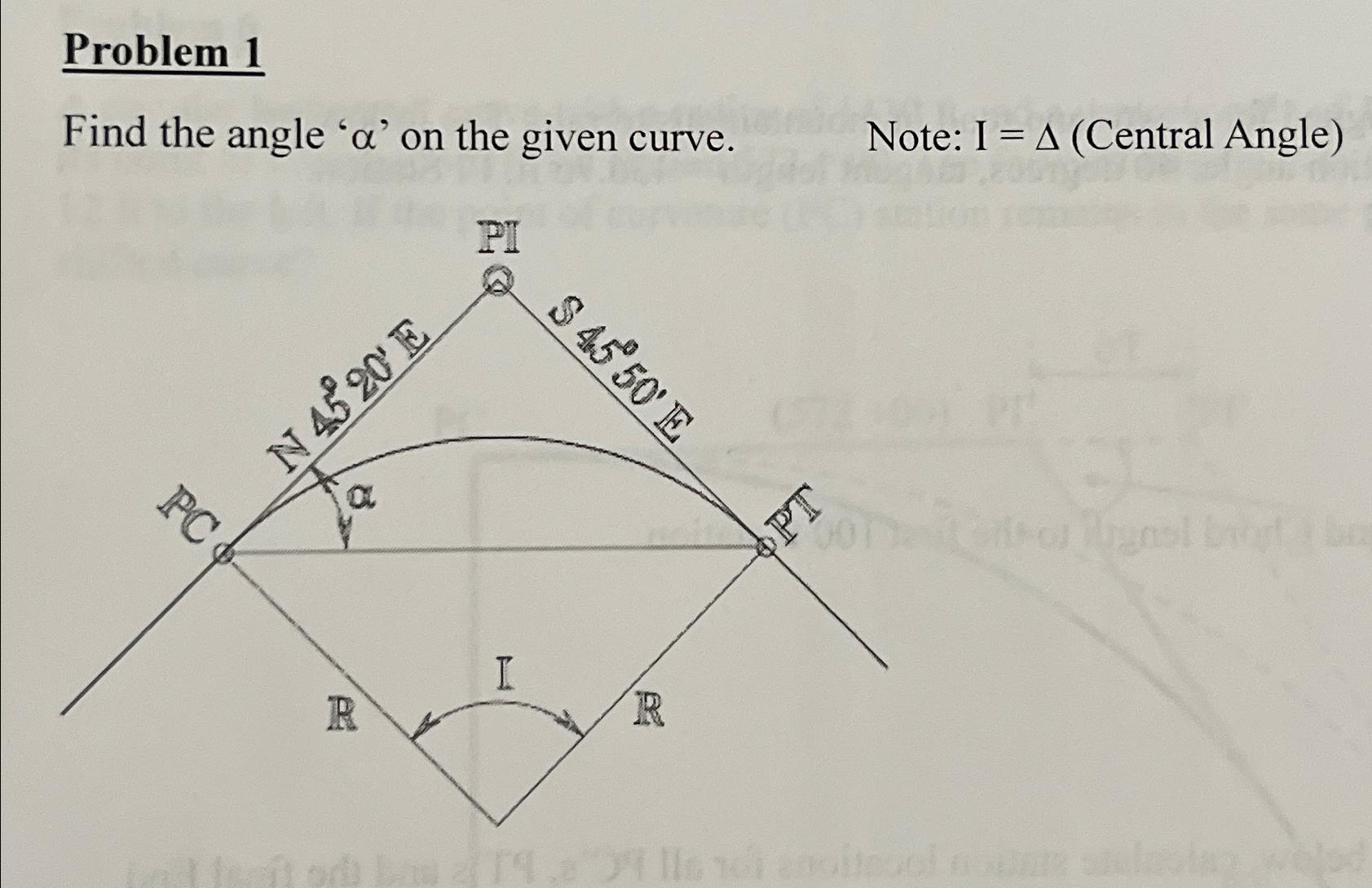 Problem 1 Find the angle ' ' on the given curve.