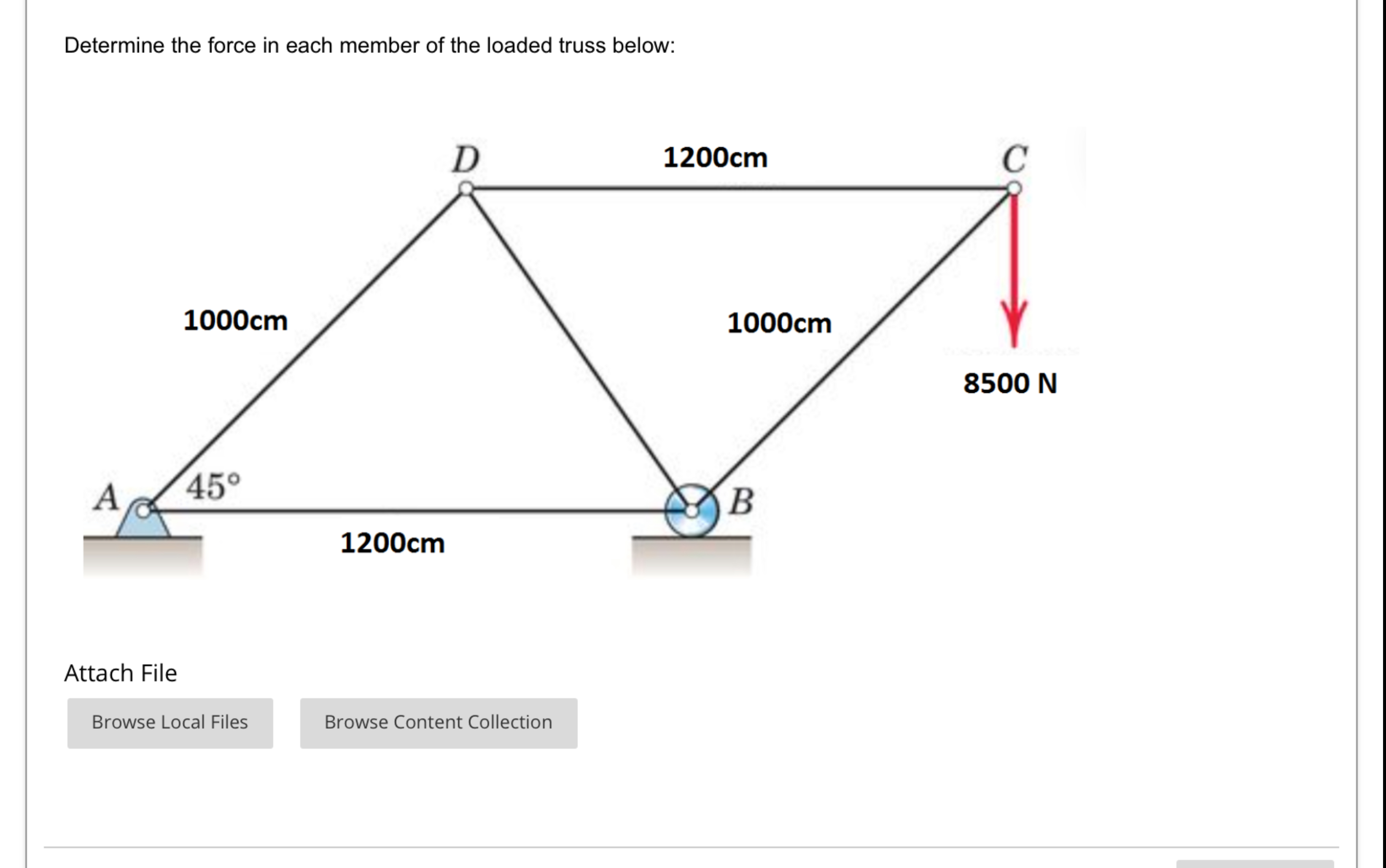 Determine the force in each member of the loaded