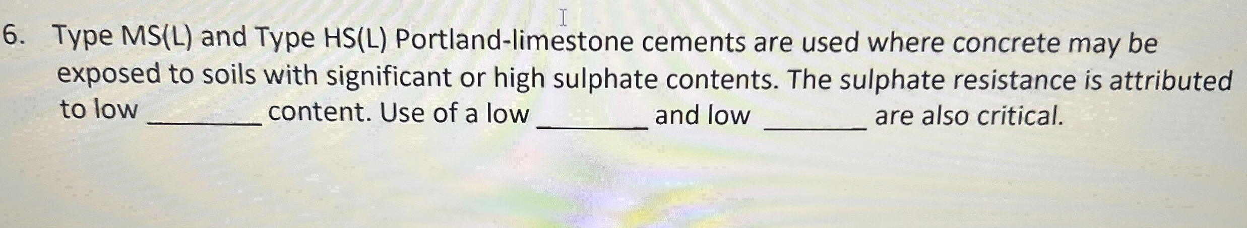 Type M S ( L ) and Type H S ( L ) Portland -