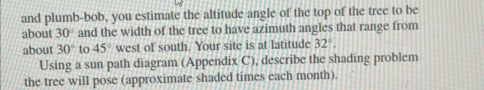and plumb-bob, you estimate the altitude angle of