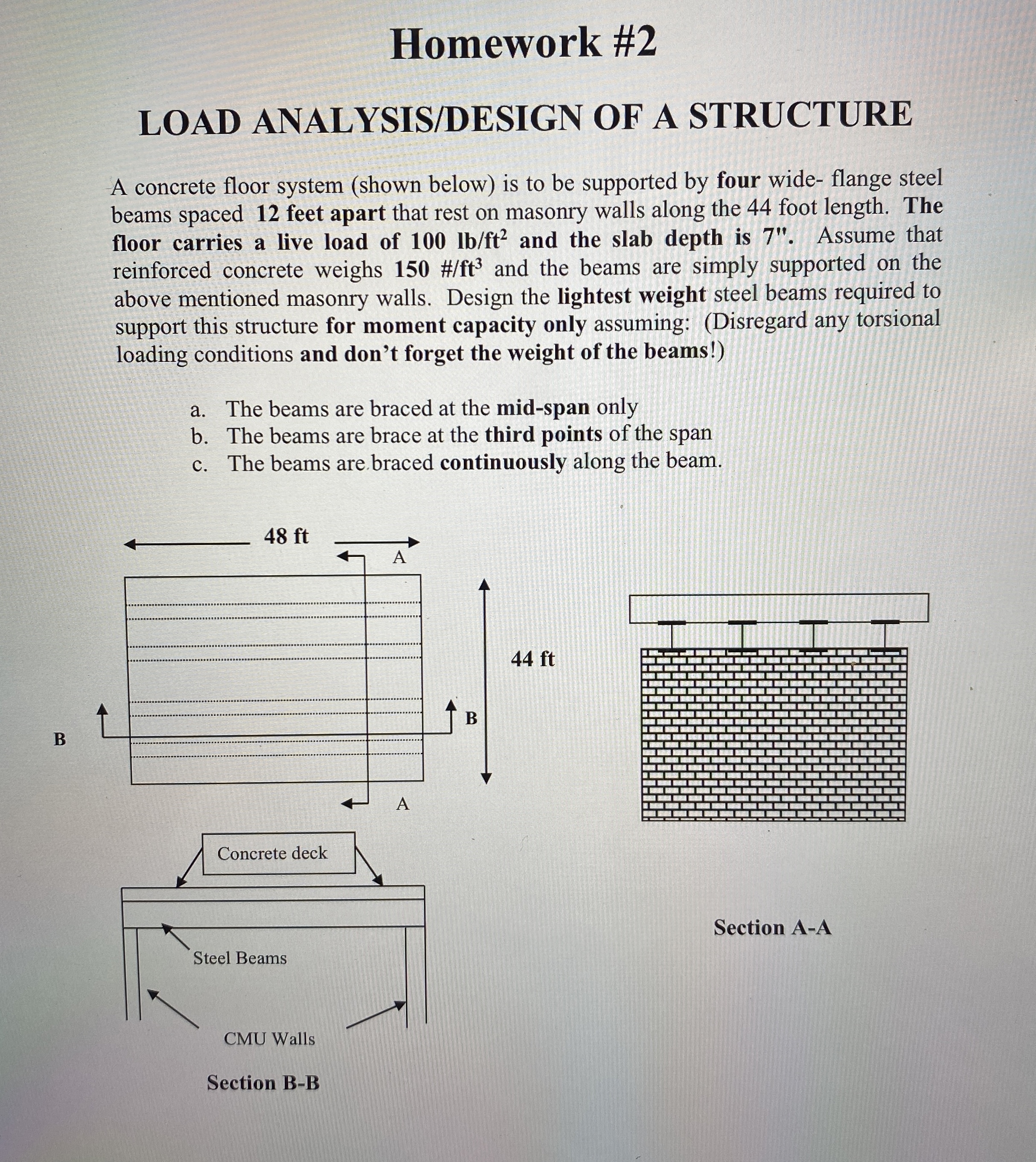 Homework # 2 LOAD ANALYSIS / DESIGN OF A