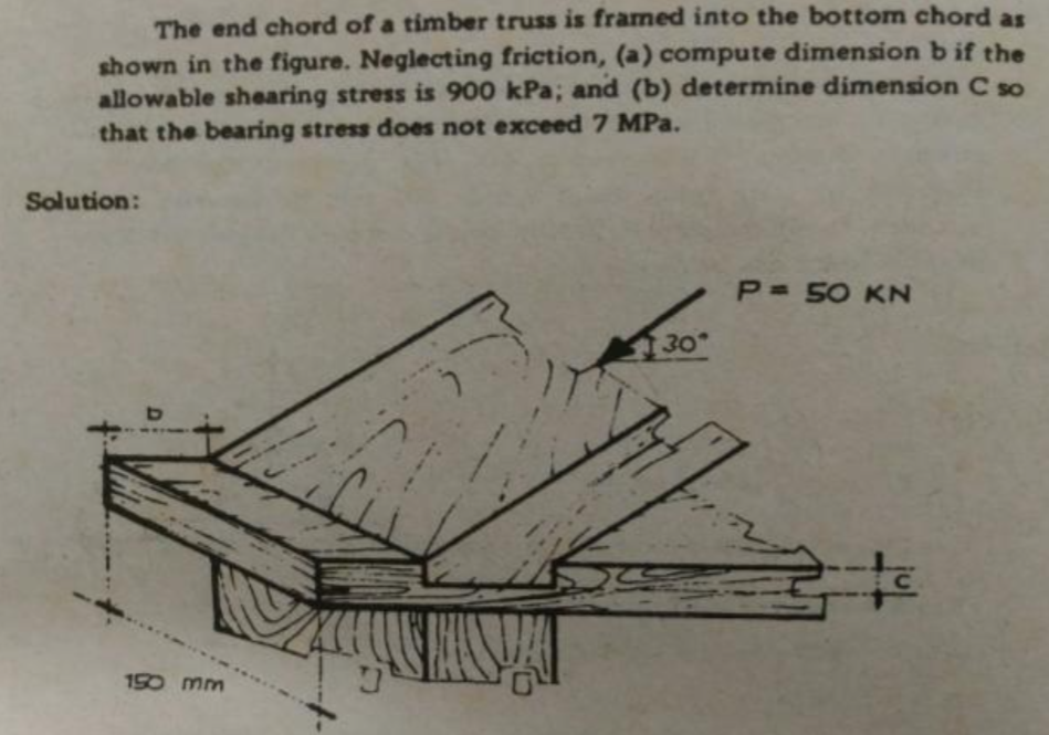 The end chord of a timber truss is framed into