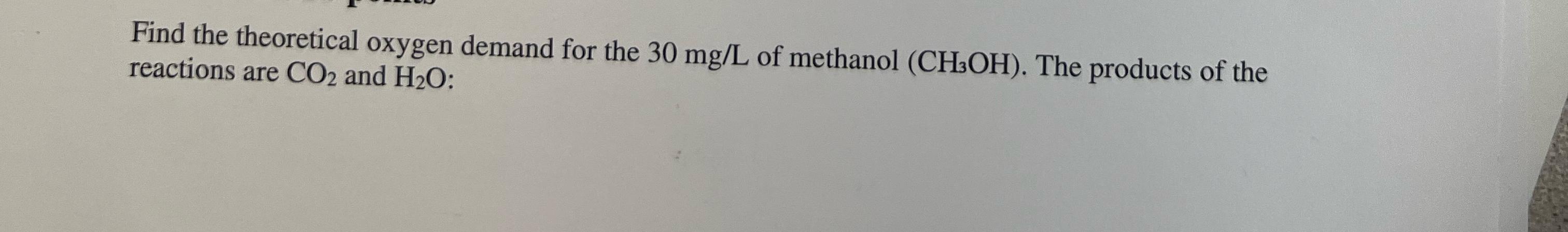 Find the theoretical oxygen demand for the 3 0 m