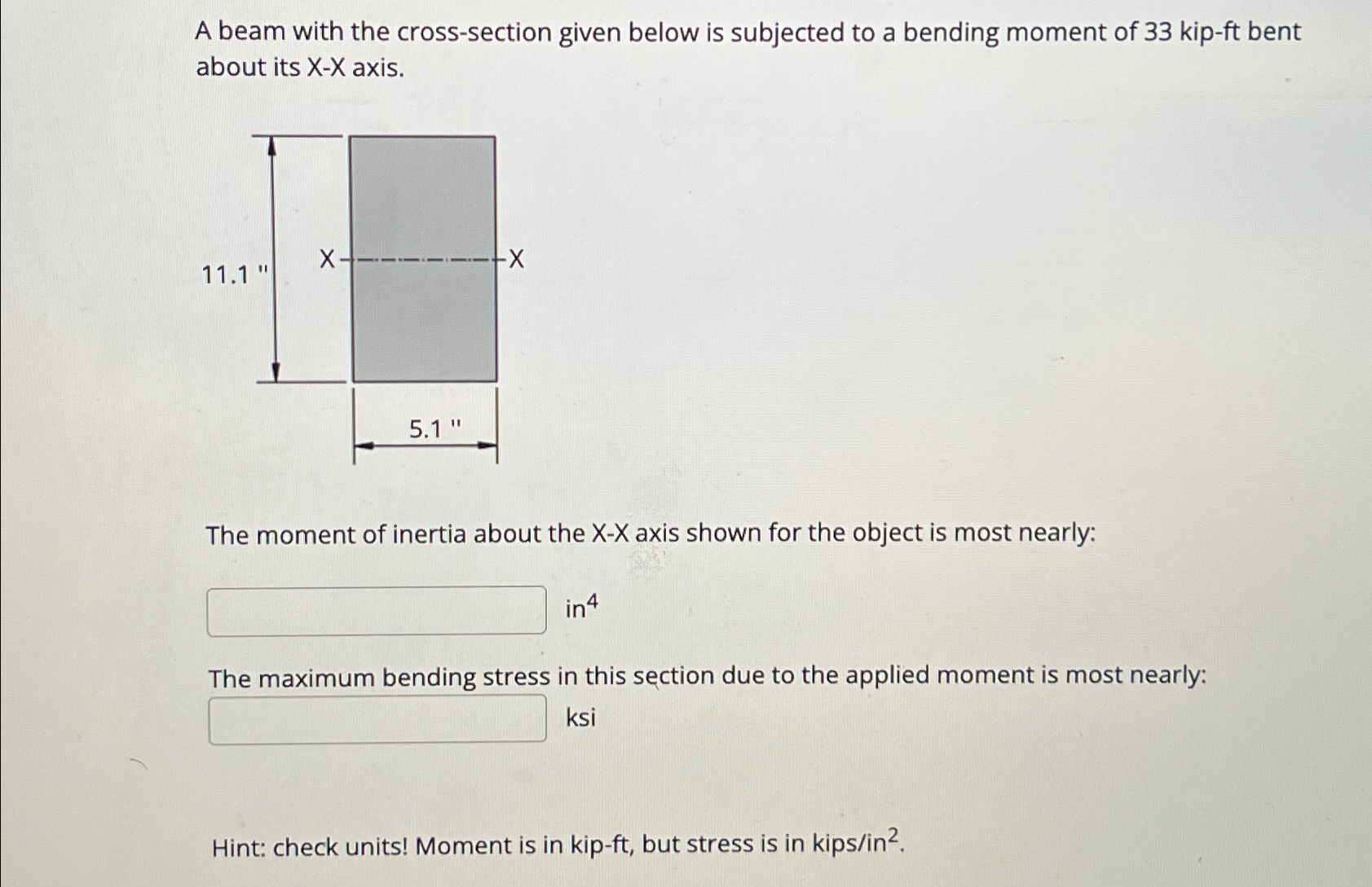 A beam with the cross - section given below is