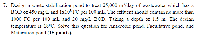 Environmental Engineering PROBLEM!!!! Design a