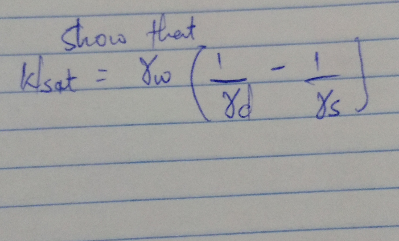 Show that k s a t = w ( 1 d - 1 s )