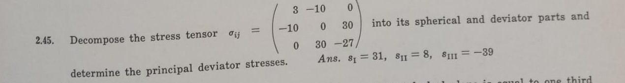 2 . 4 5 . Decompose the stress tensor i j = ( [ 3