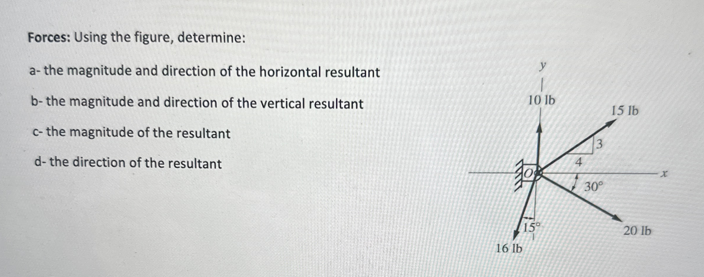 Forces: Using the figure, determine: a - the