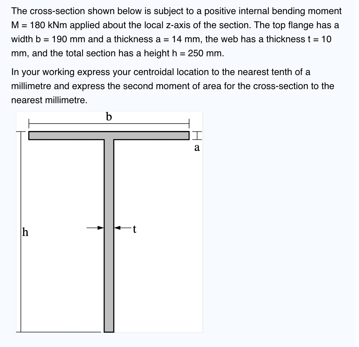 The cross - section shown below is subject to a