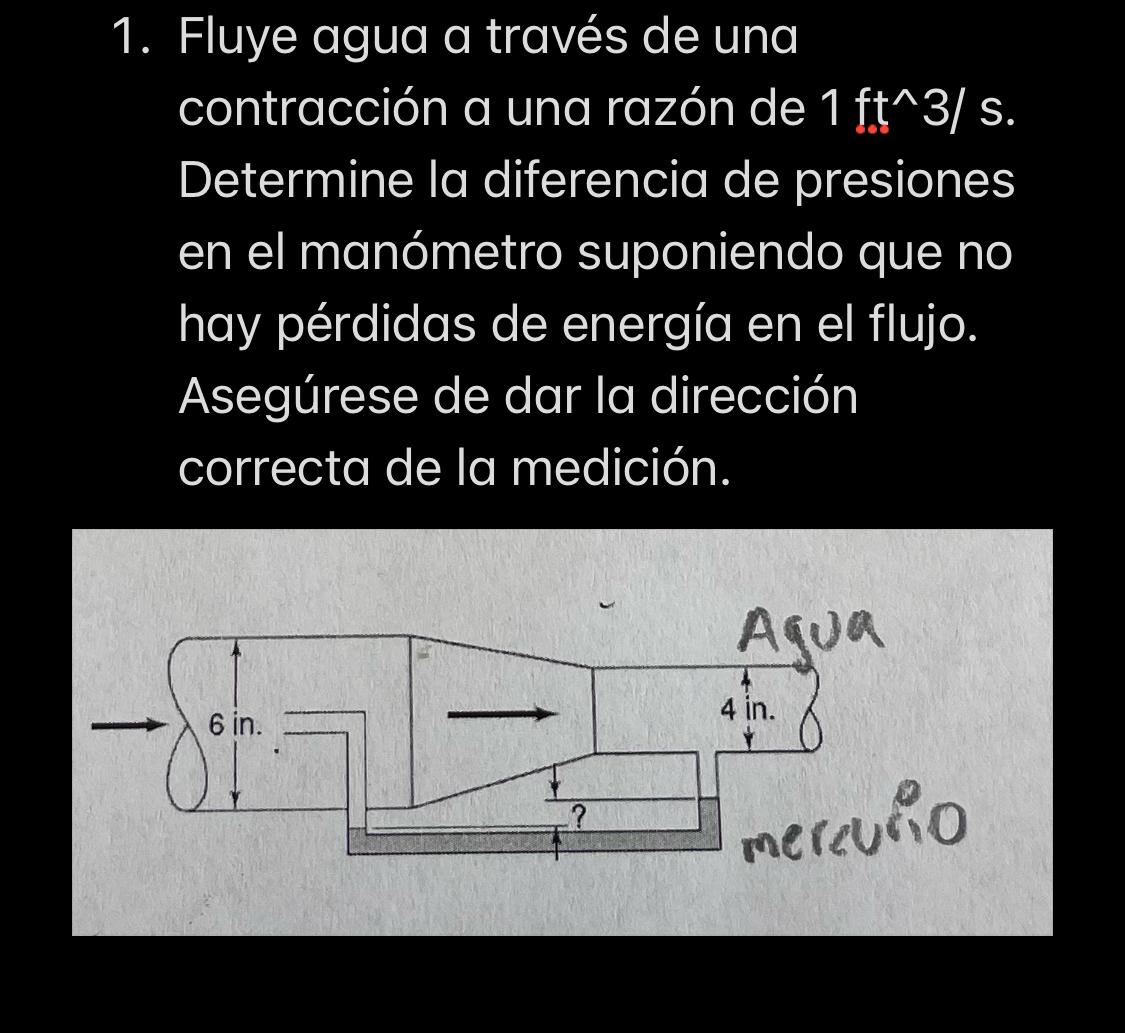 Fluye agua a trav s de una contracci n a una raz