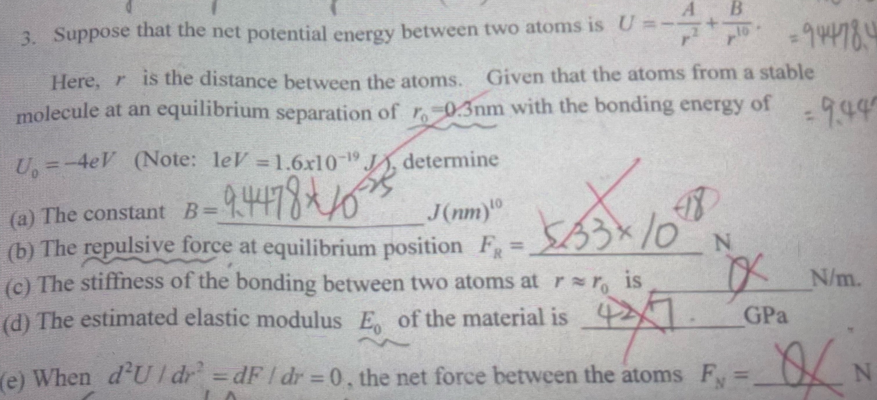 Suppose that the net potential energy between two