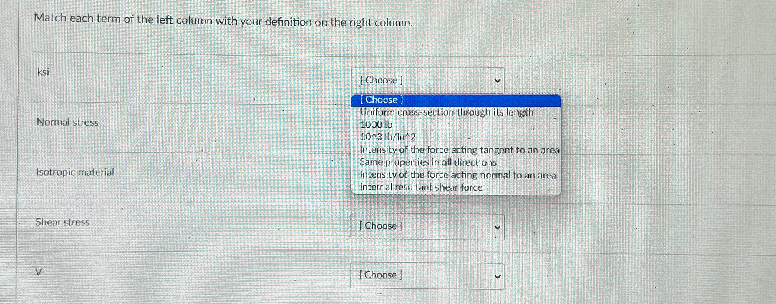 Match each term of the left column with your