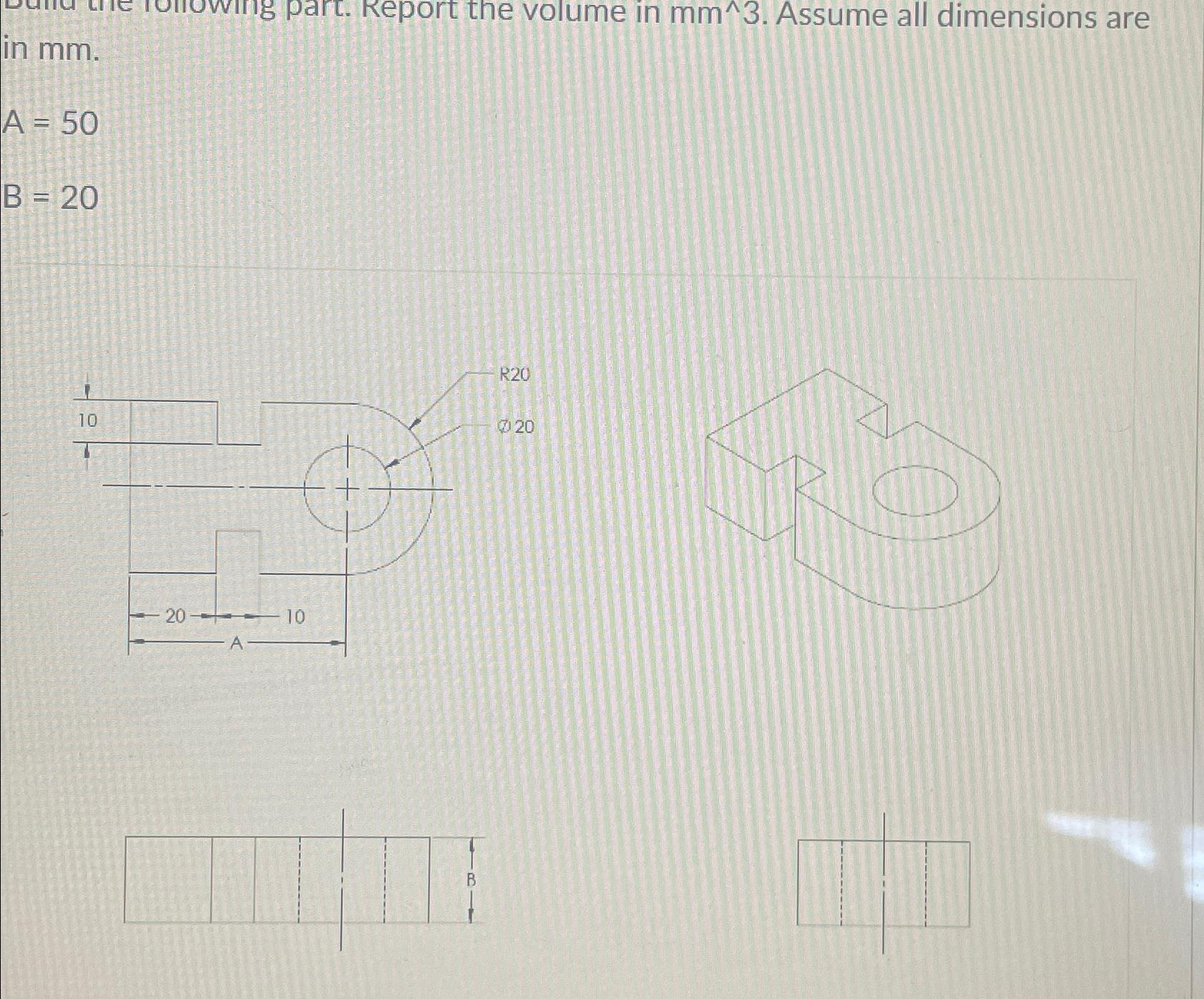 in m m . A = 5 0 B = 2 0