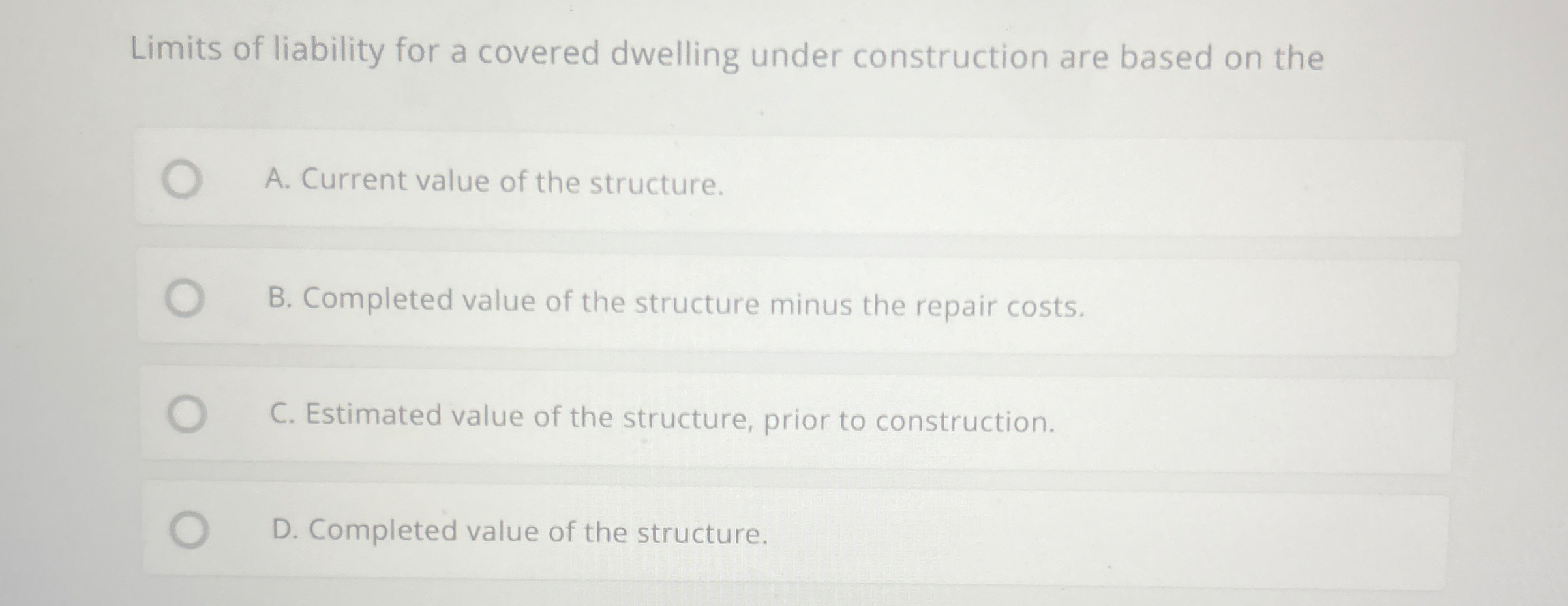 Limits of liability for a covered dwelling under