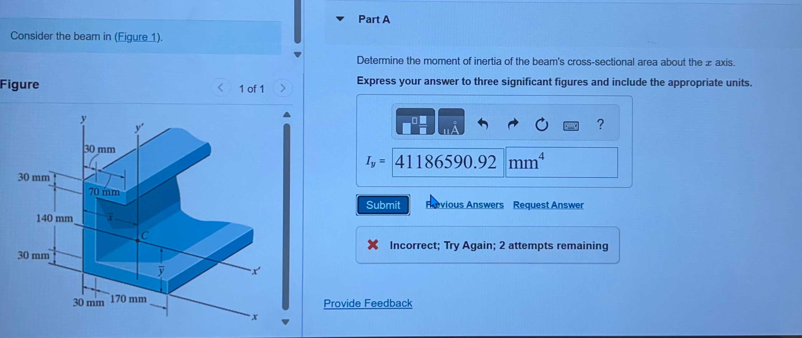 Part A Determine the moment of inertia of the