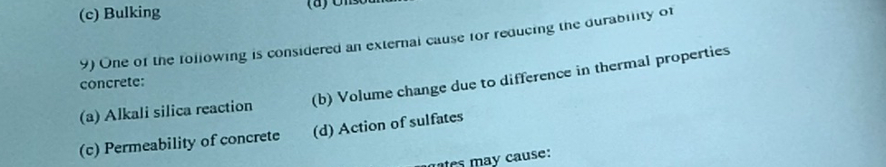 ( c ) Bulking y ) One of the following is