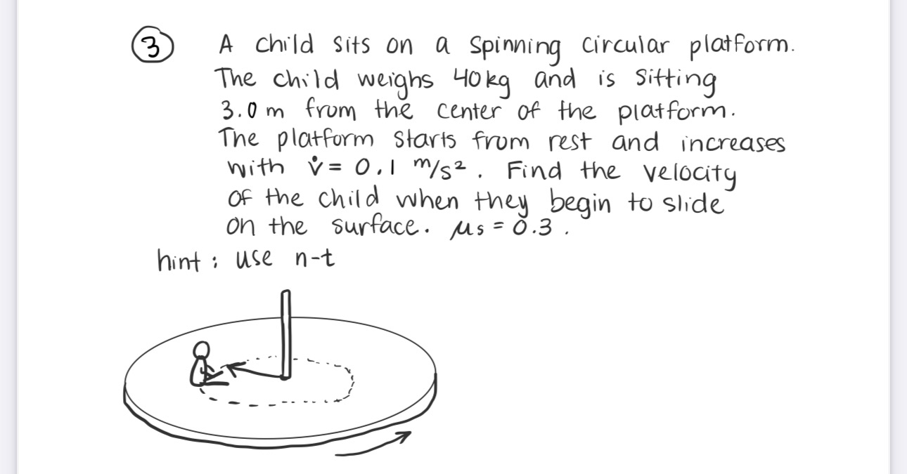 ( 3 ) A child sits on a spinning circular