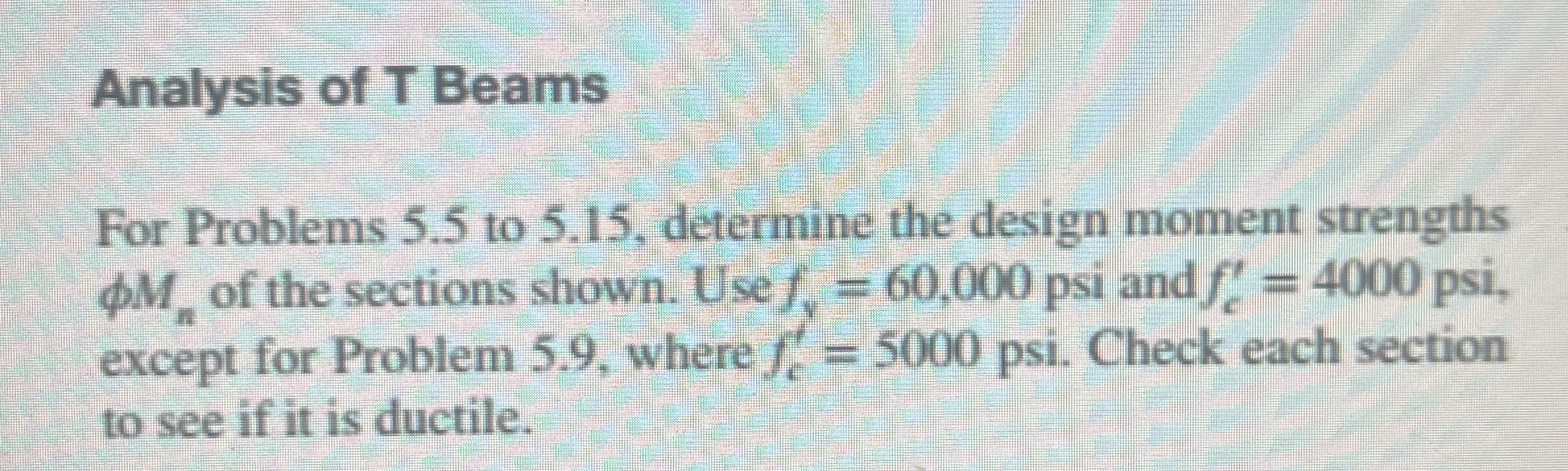 Problem 5 . 1 2 Analysis of T Beams For Problems