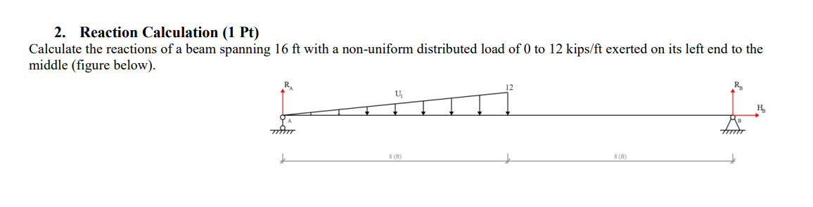 Reaction Calculation ( 1 Pt ) Calculate the