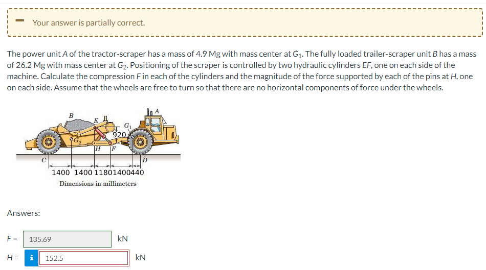 The power unit A of the tractor - scraper has a