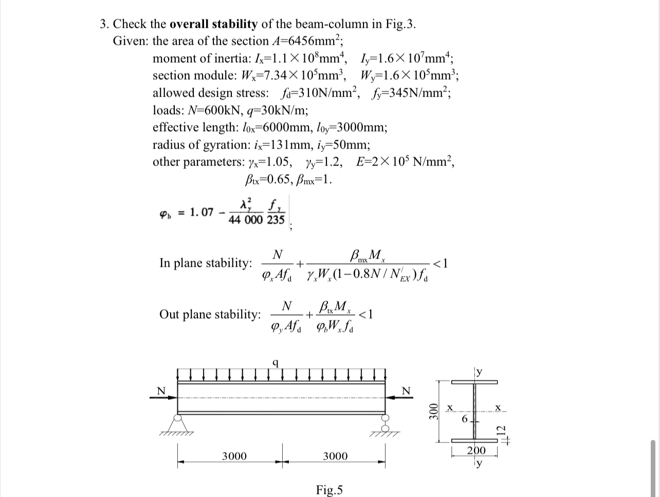 Check the overall stability of the beam - column